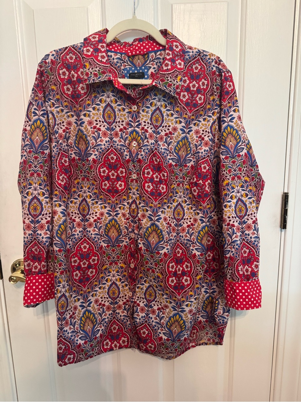 Talbots Modern Classic Botanical Medallion Paisley Button Down Shirt 2X Plus